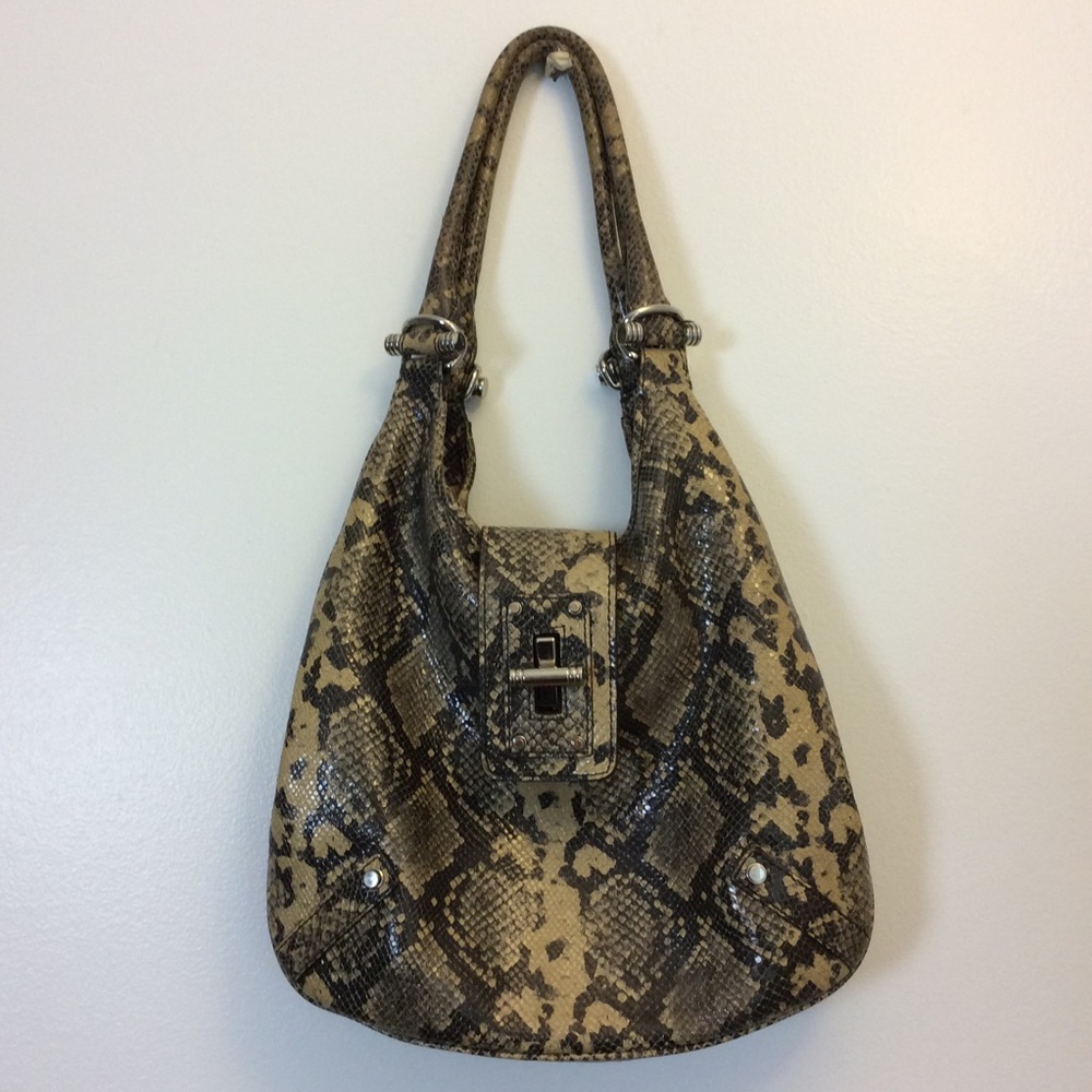 Banana Republic Leather Snakeskin Print Hobo Bag